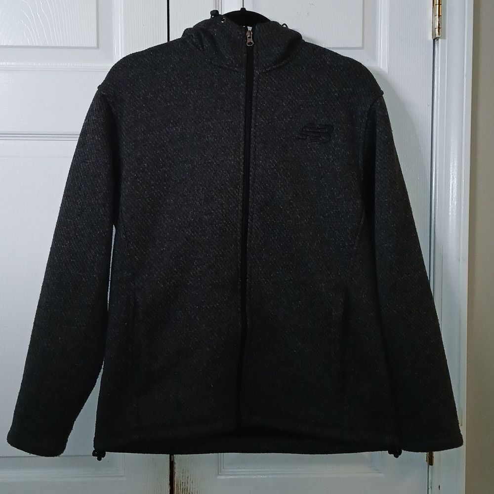 New Balance Gray Sweater Zip Up hooded jacket sherpa lining Sz S